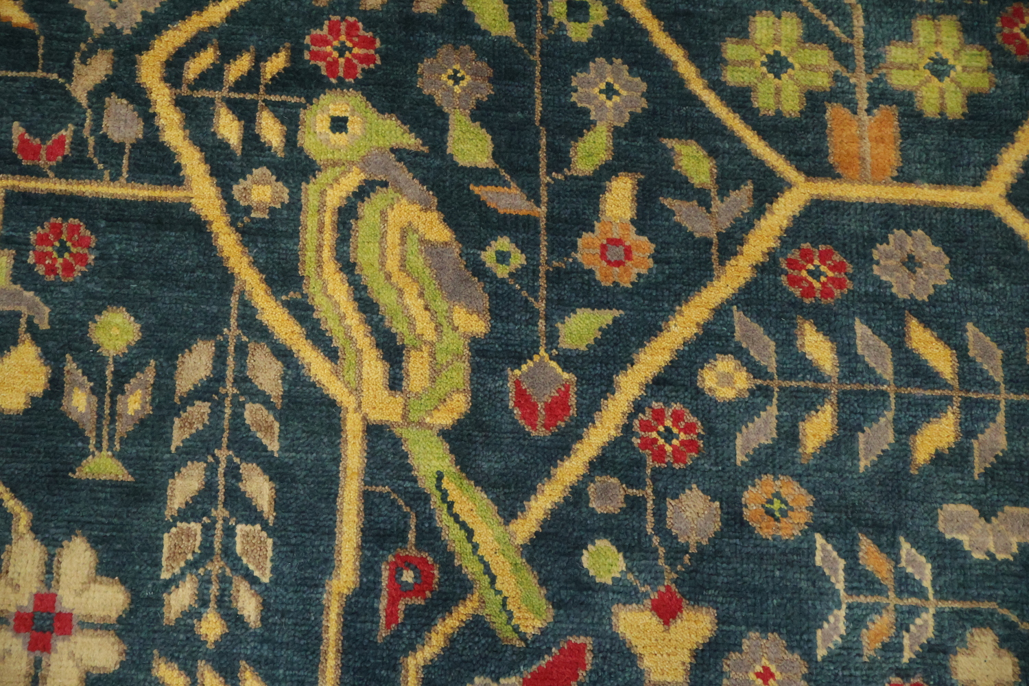 Classic Bird and Tree Motif Rug in Rich Earthy Tones 9' x 12'