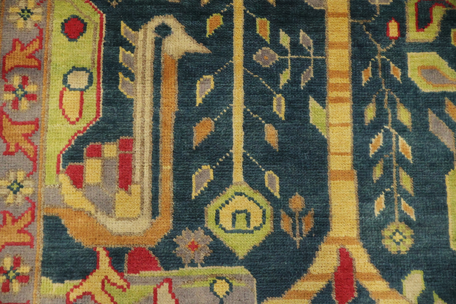 Classic Bird and Tree Motif Rug in Rich Earthy Tones 9' x 12'