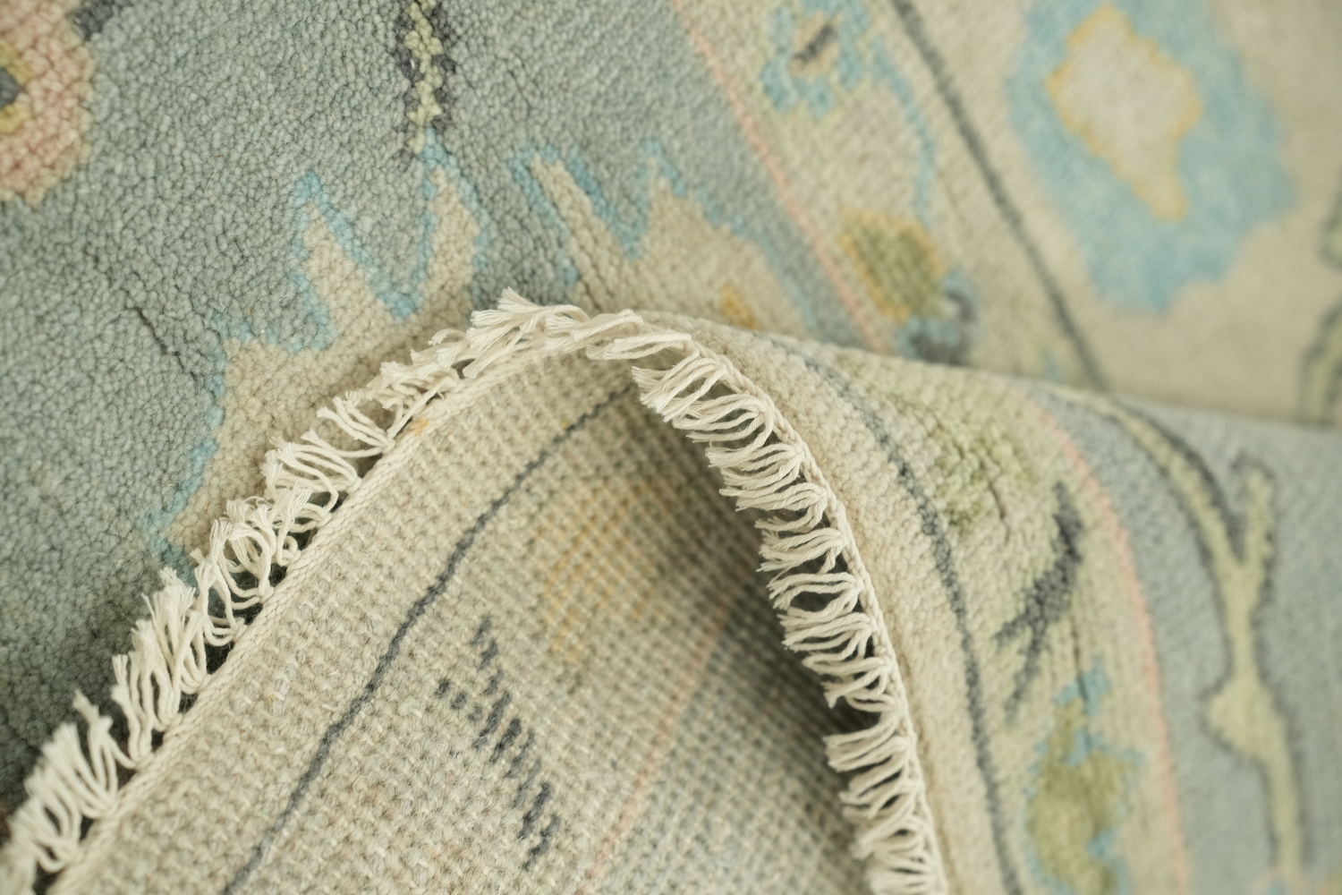 Light Green and Blue Traditional Oushak Hand Made Area Rug 8x10