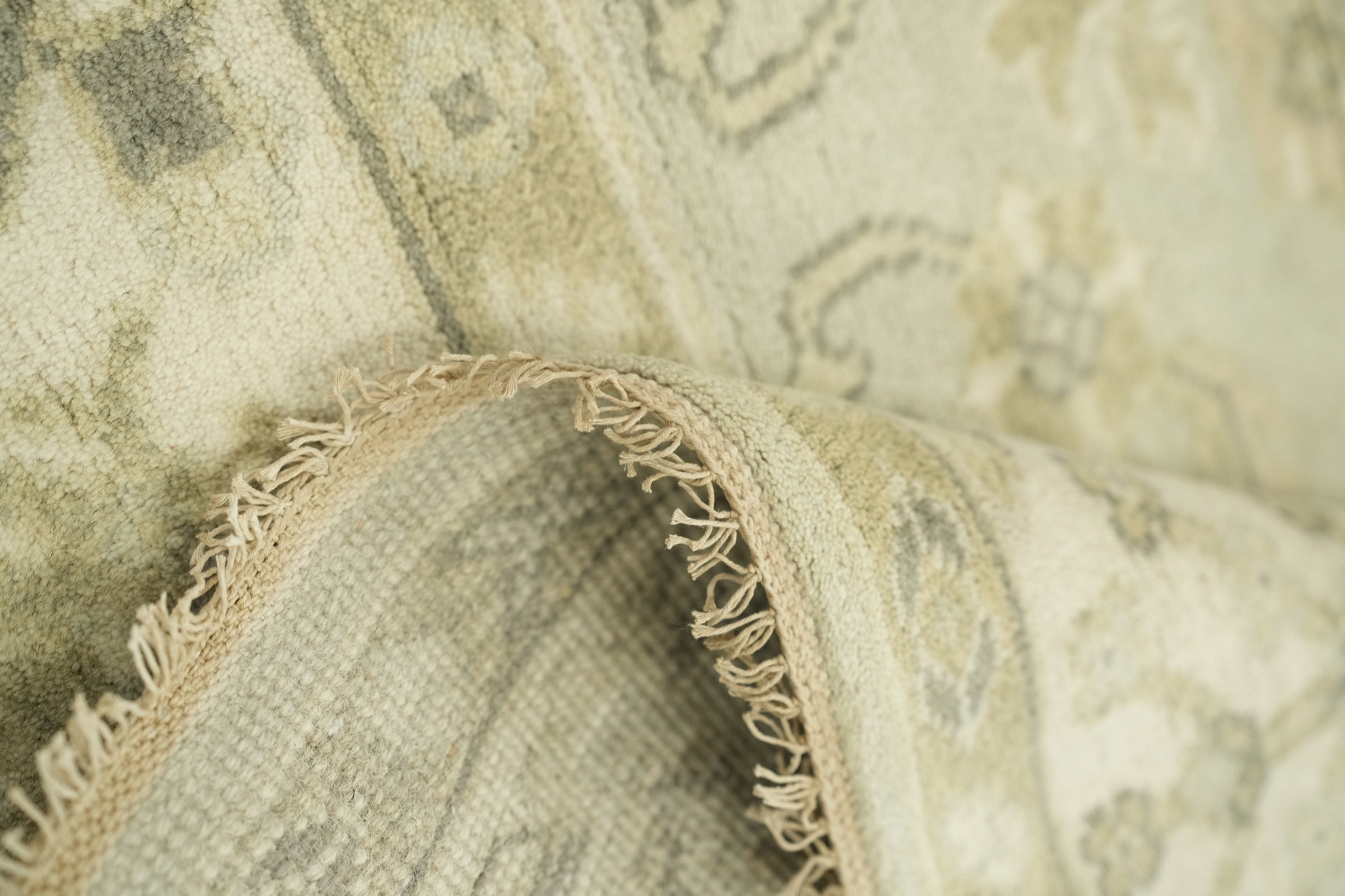 Muted Color Green and Cream Traditional Oushak Hand Made Area Rug 8x10