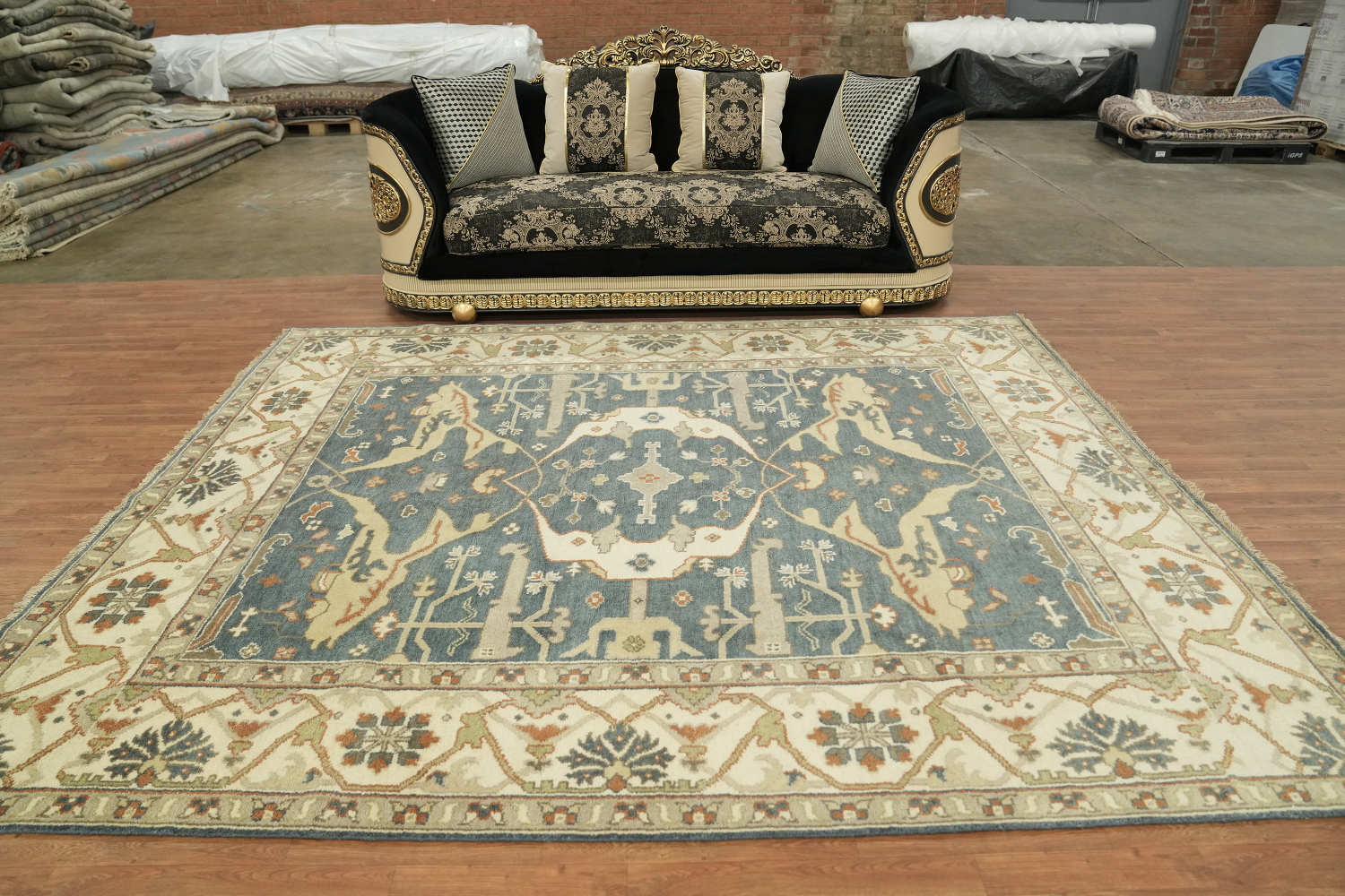 Denim Blue Traditional Oushak Hand Made Area Rug 8x10