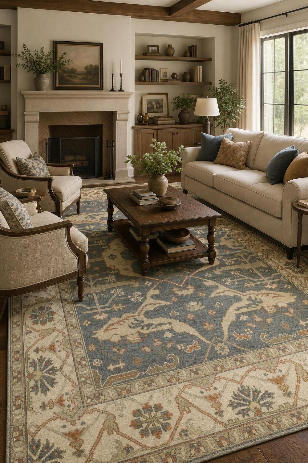 Denim Blue Traditional Oushak Hand Made Area Rug 8x10