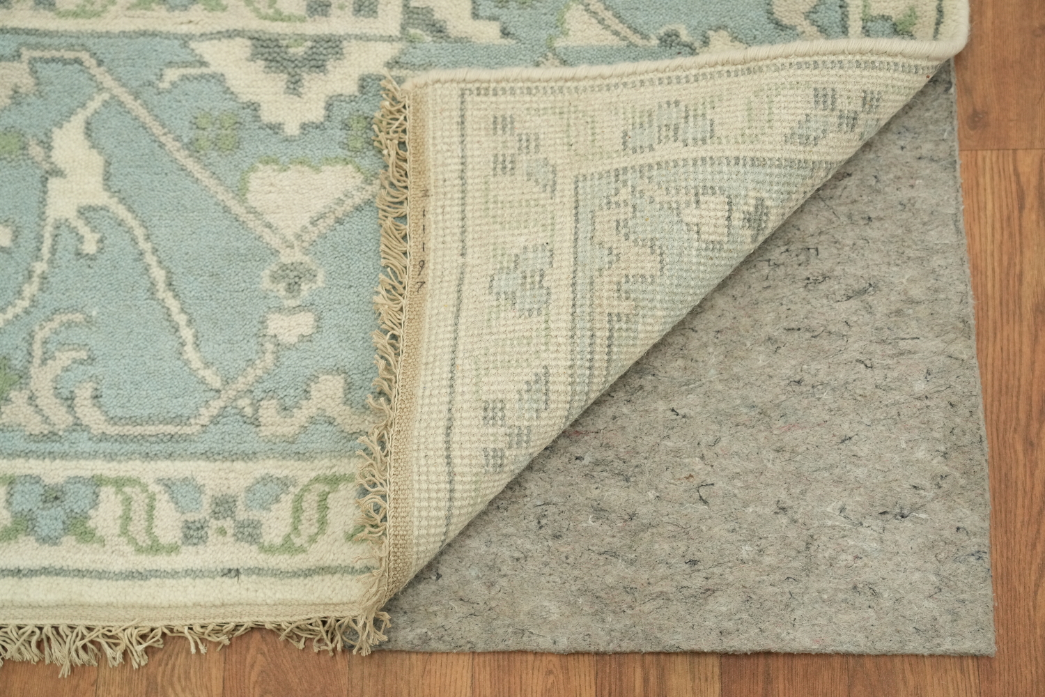 Cream and Blue Traditional Oushak Hand Made Area Rug 8x10