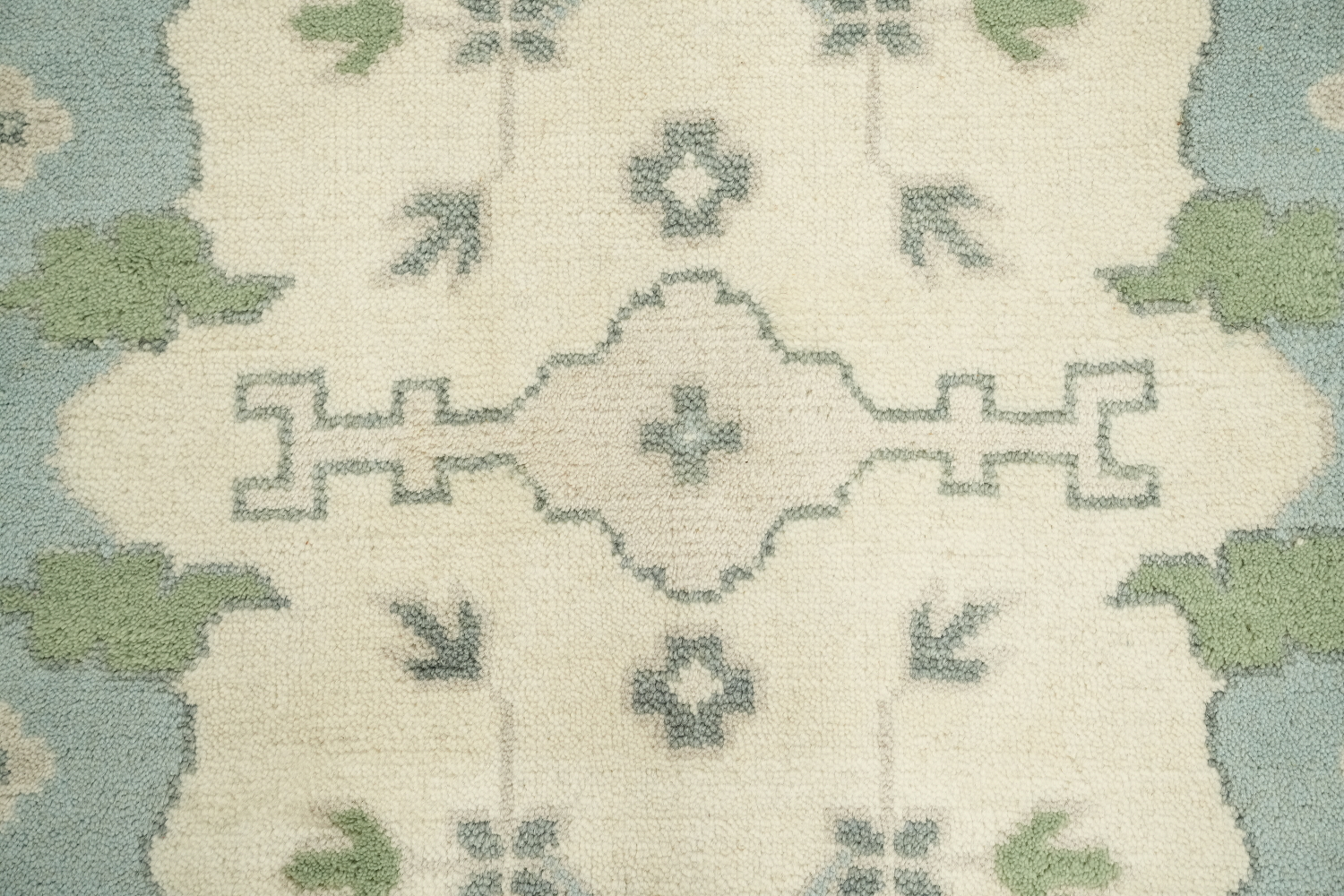 Cream and Blue Traditional Oushak Hand Made Area Rug 8x10