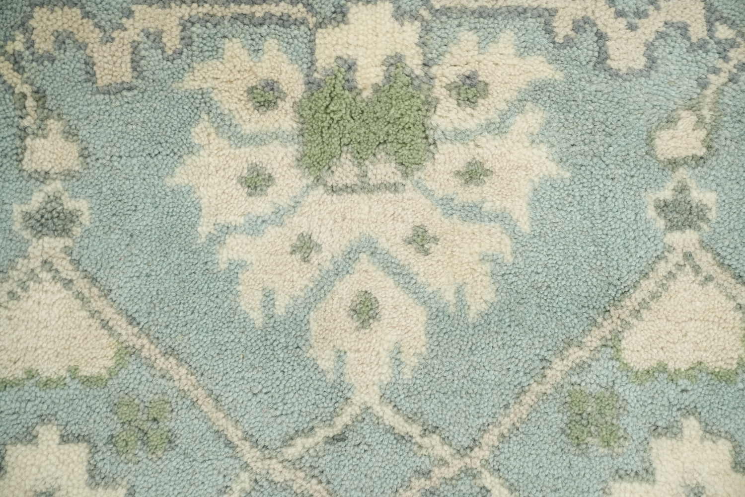 Cream and Blue Traditional Oushak Hand Made Area Rug 8x10
