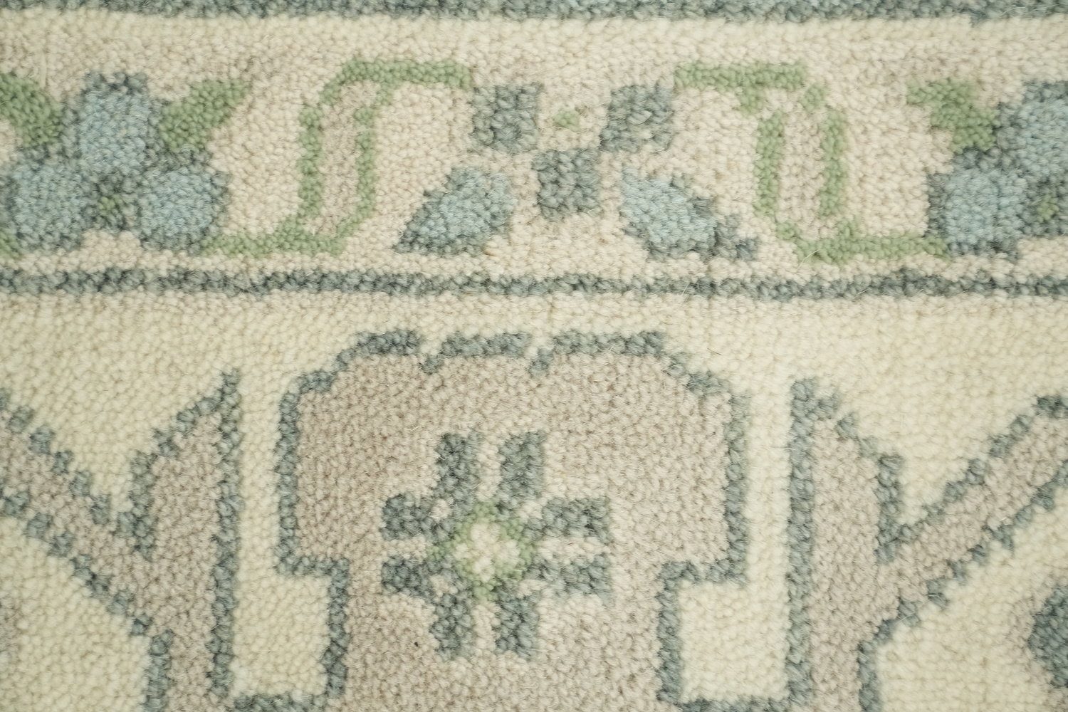Cream and Blue Traditional Oushak Hand Made Area Rug 8x10