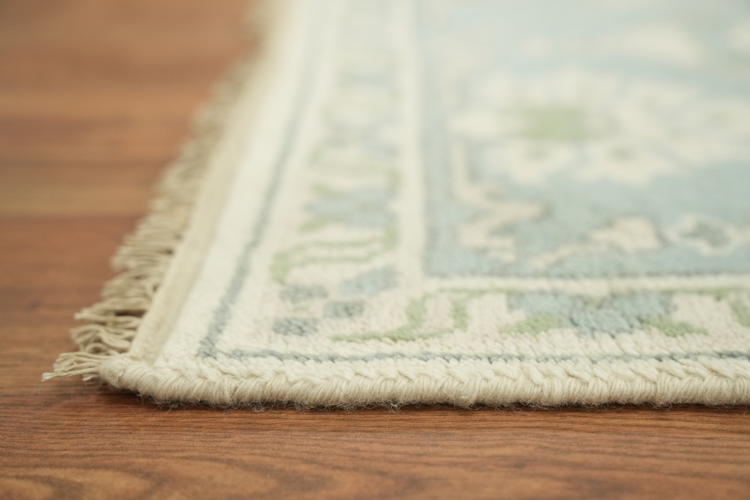 Cream and Blue Traditional Oushak Hand Made Area Rug 8x10