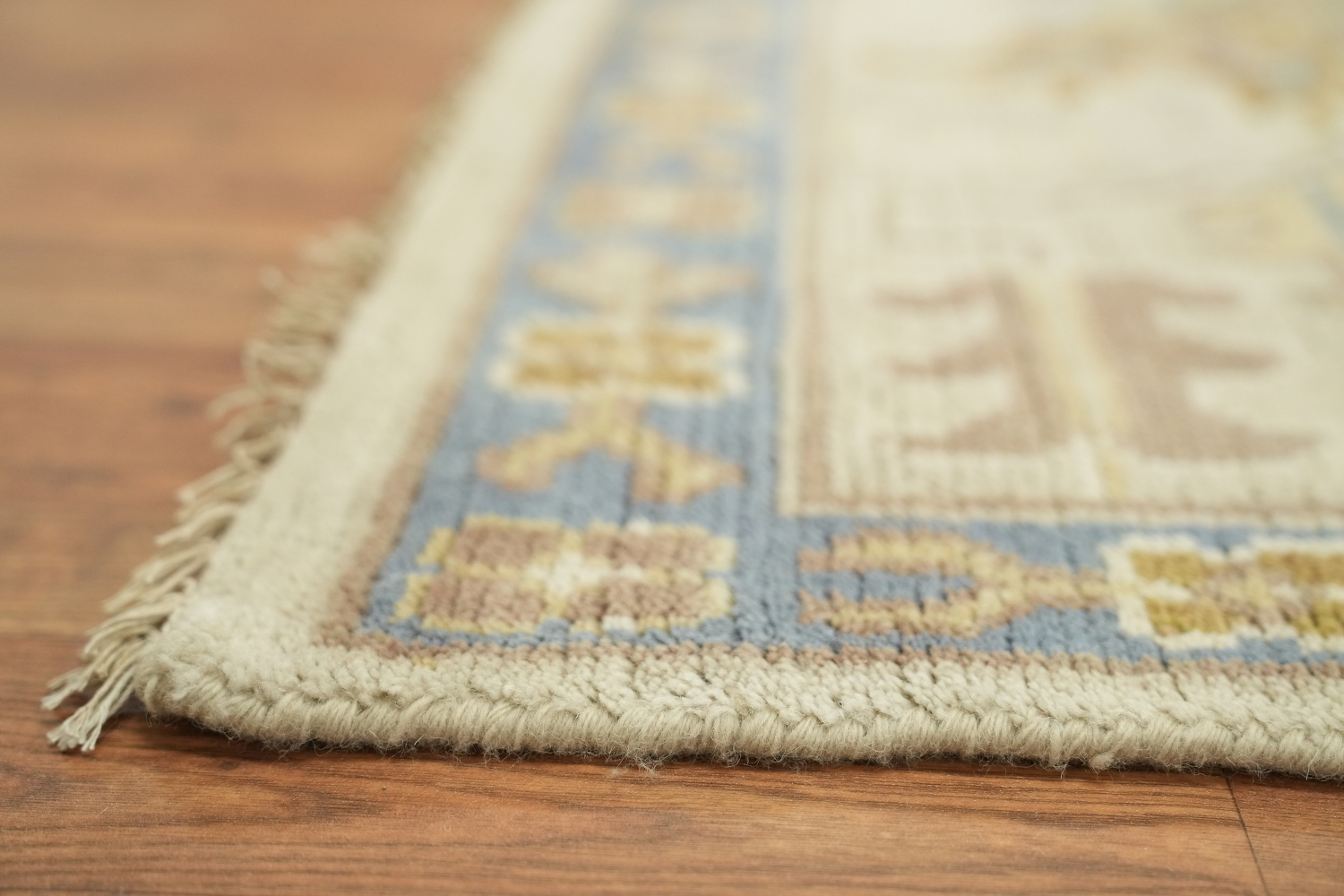 9x12 Hand-Made Oushak Rug - Traditional Geometric Design in Muted Earth Tones