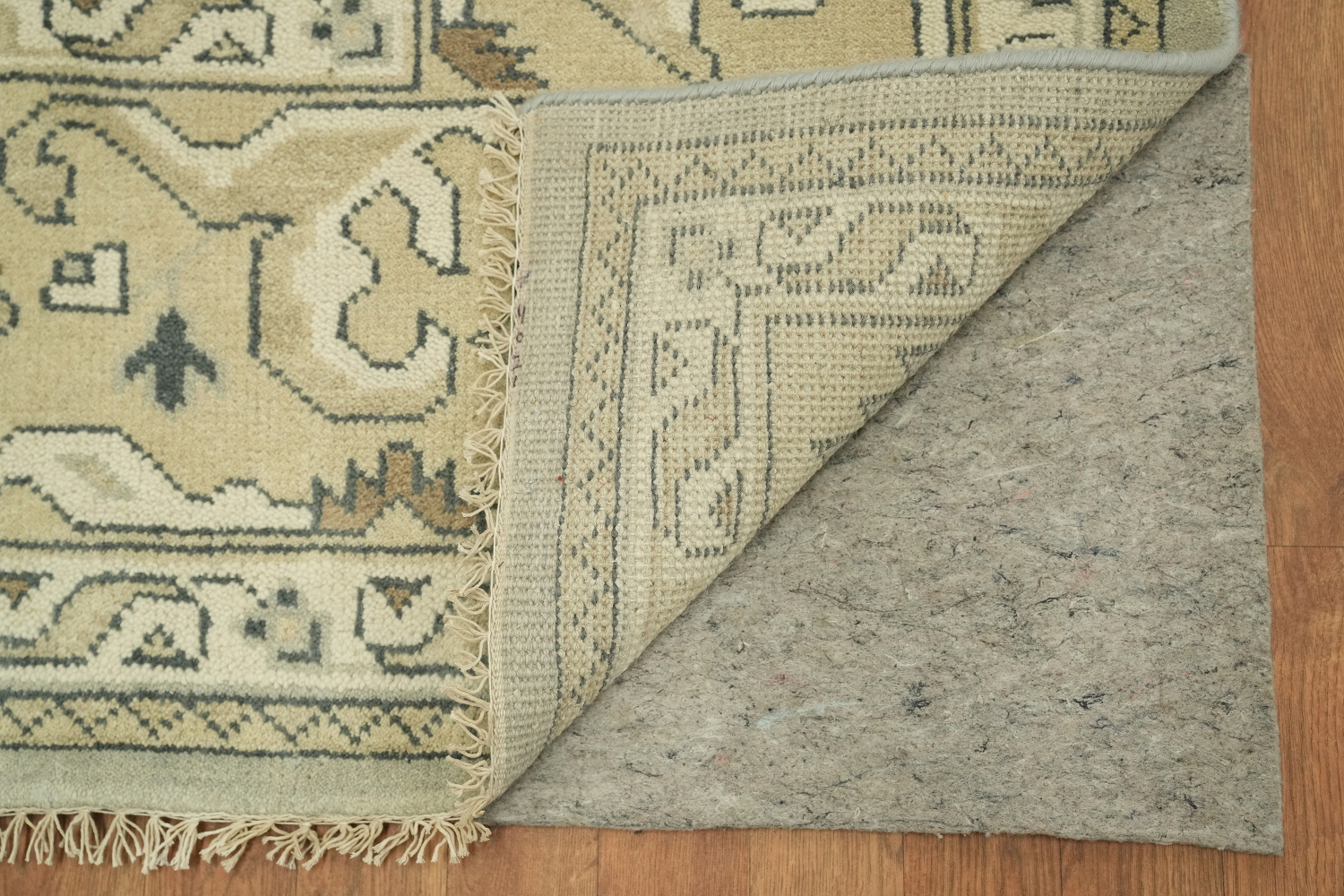 9x12 Beige & Light Blue Oushak Traditional Geometric Rug in Muted Earth Tones