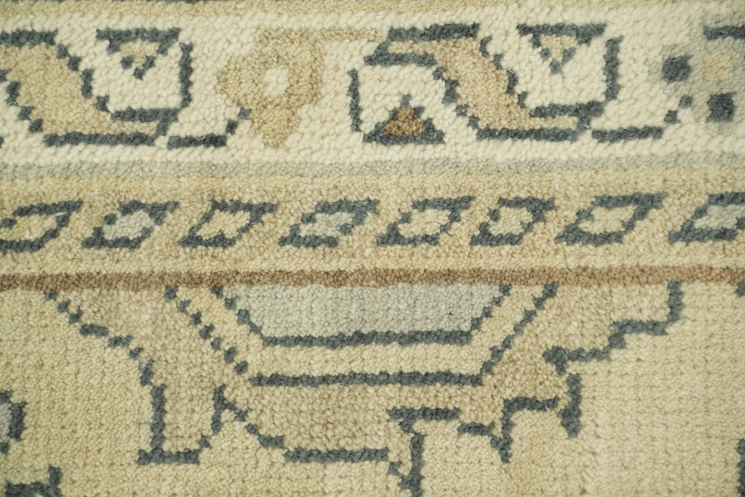 9x12 Beige & Light Blue Oushak Traditional Geometric Rug in Muted Earth Tones