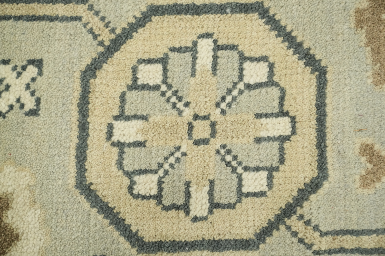 9x12 Beige & Light Blue Oushak Traditional Geometric Rug in Muted Earth Tones