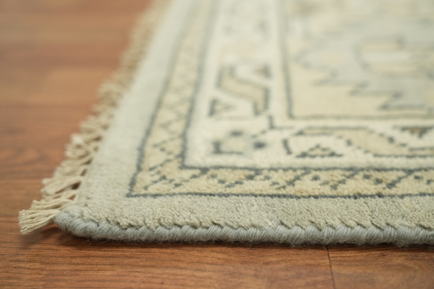 9x12 Beige & Light Blue Oushak Traditional Geometric Rug in Muted Earth Tones