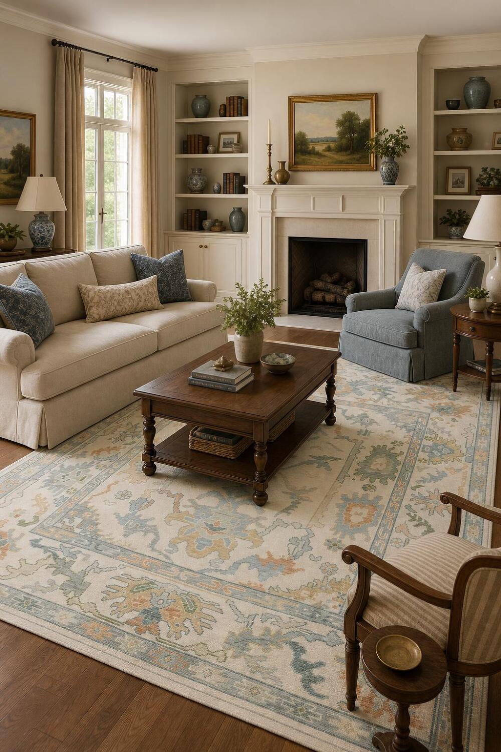 Oushak Hand-Knotted Wool Rug - Traditional 8x10 Area Rug