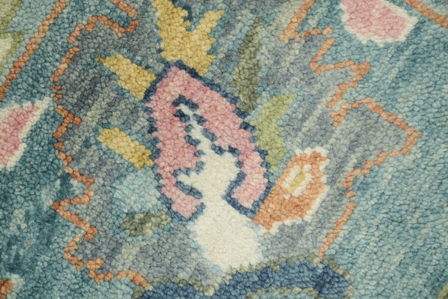 8'x10' Charming Traditional Oushak Rug in Serene Blue Hues and Tones