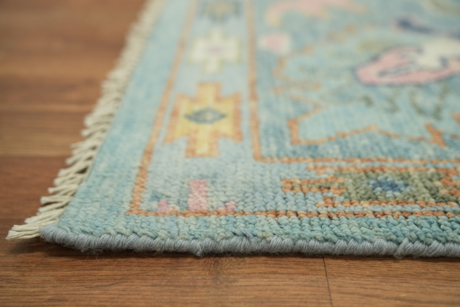 8'x10' Charming Traditional Oushak Rug in Serene Blue Hues and Tones