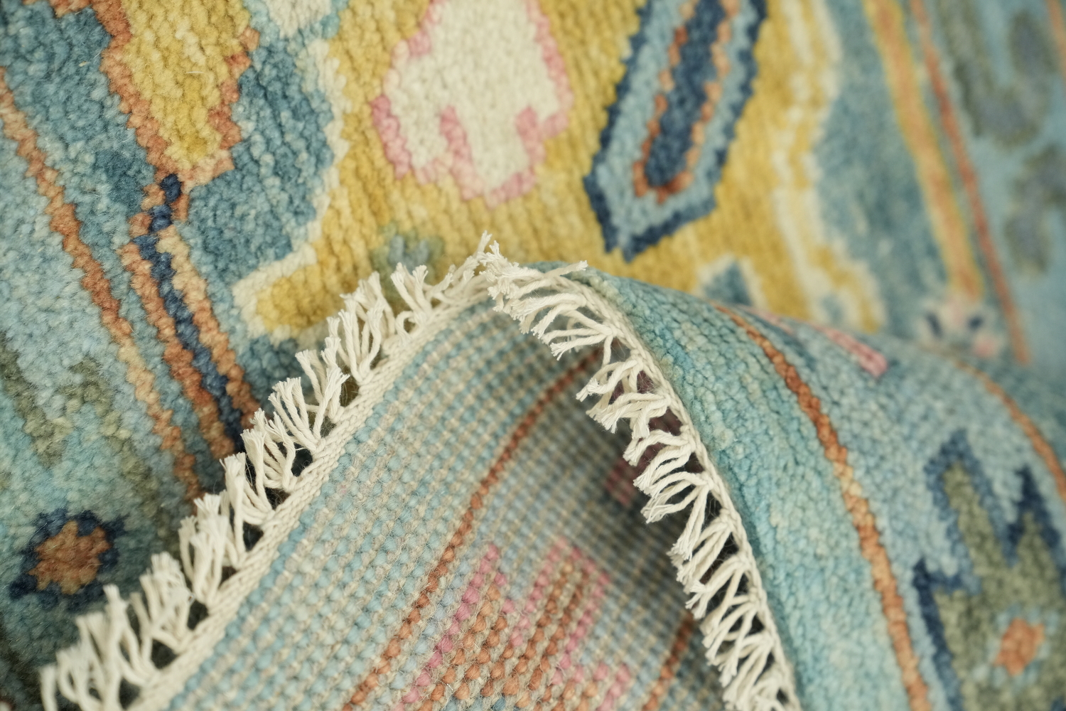 8'x10' Charming Traditional Oushak Rug in Serene Blue Hues and Tones
