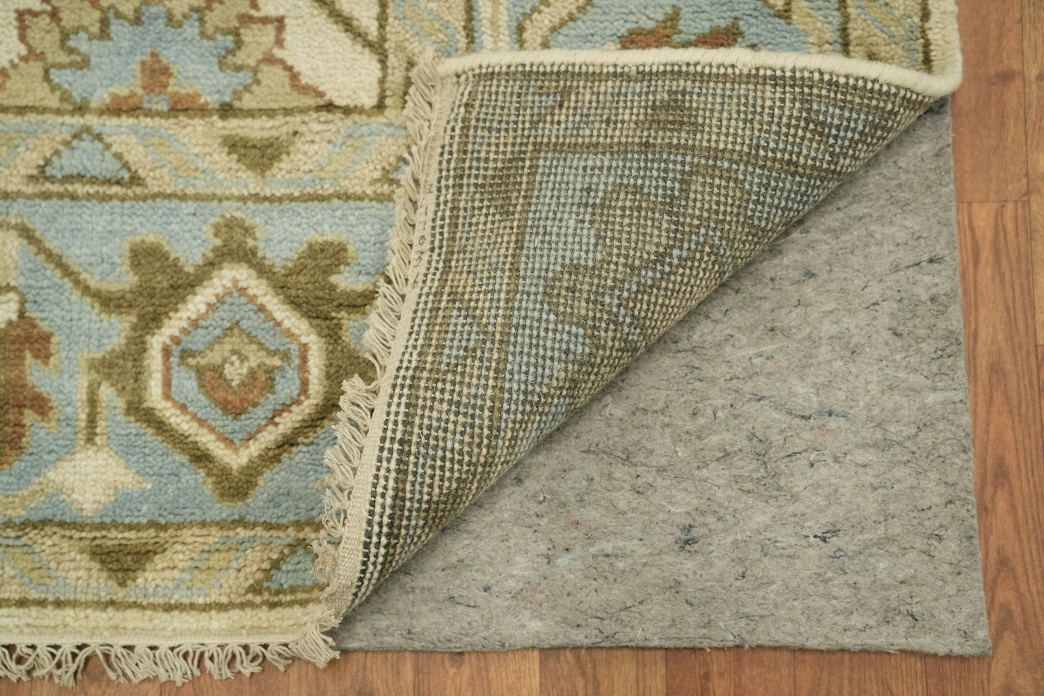 Oushak Hand-Knotted Wool Rug - Traditional 8x10 Cream and Blue