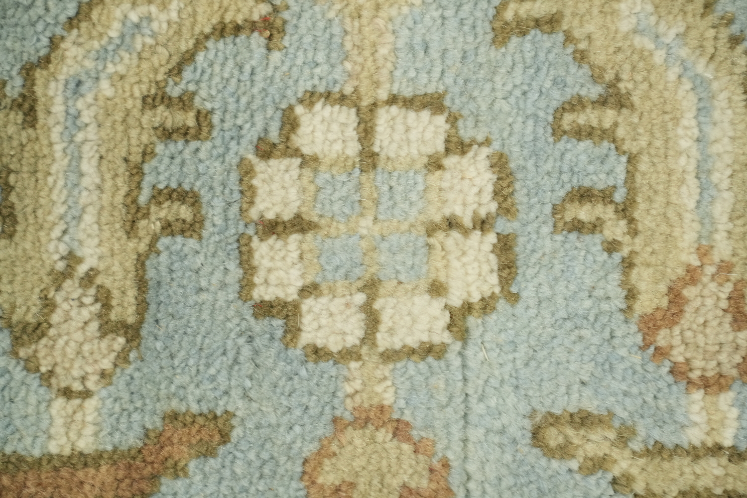 Oushak Hand-Knotted Wool Rug - Traditional 8x10 Cream and Blue
