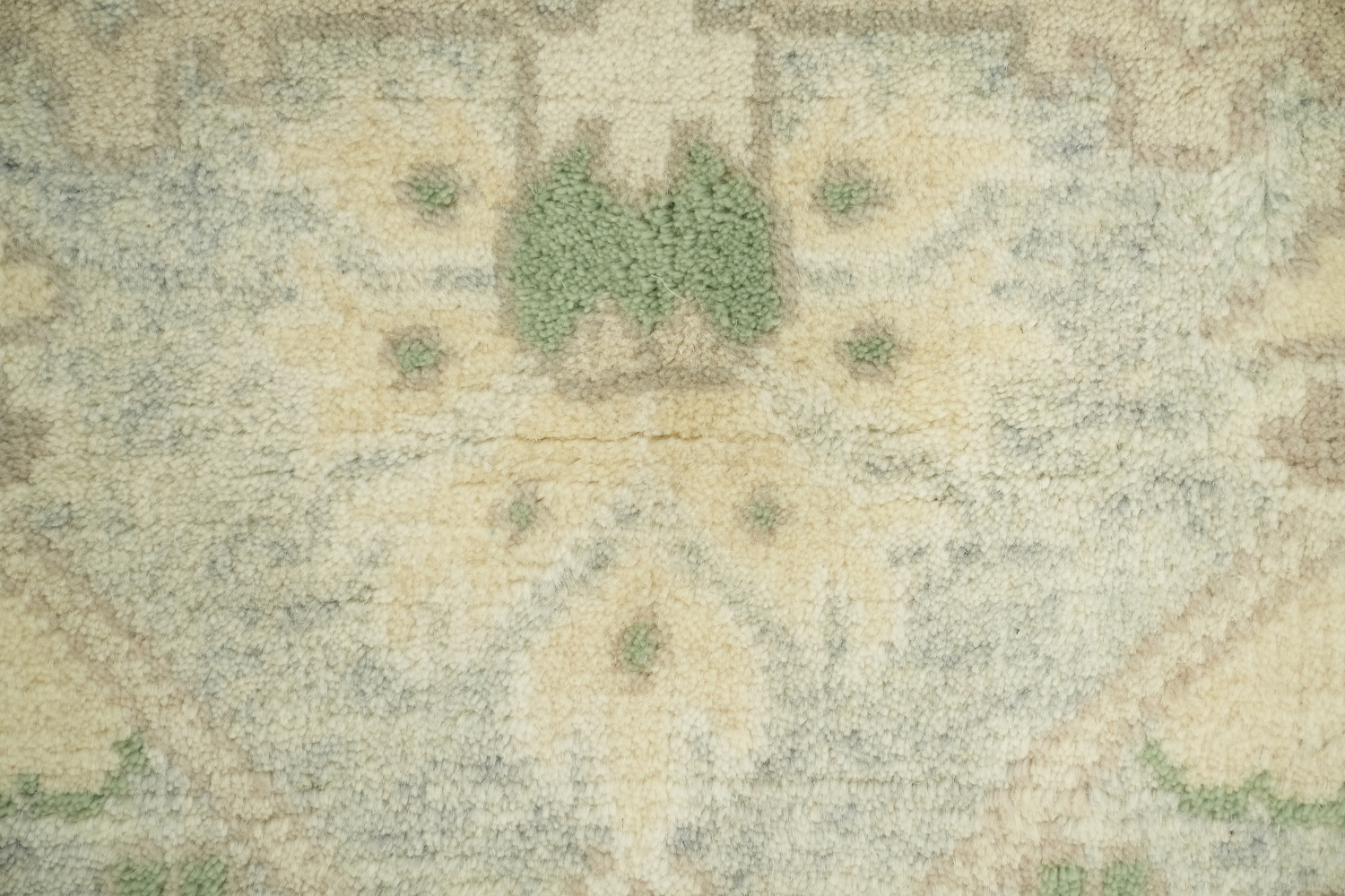 Cream and Blue Soft-Toned Oushak Hand-Knotted Wool Rug 8x10