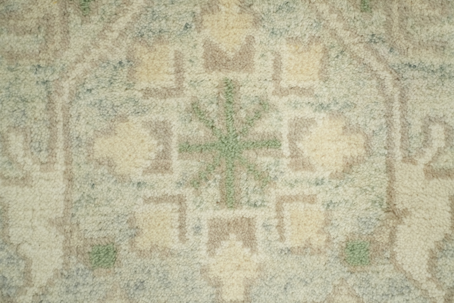 Cream and Blue Soft-Toned Oushak Hand-Knotted Wool Rug 8x10
