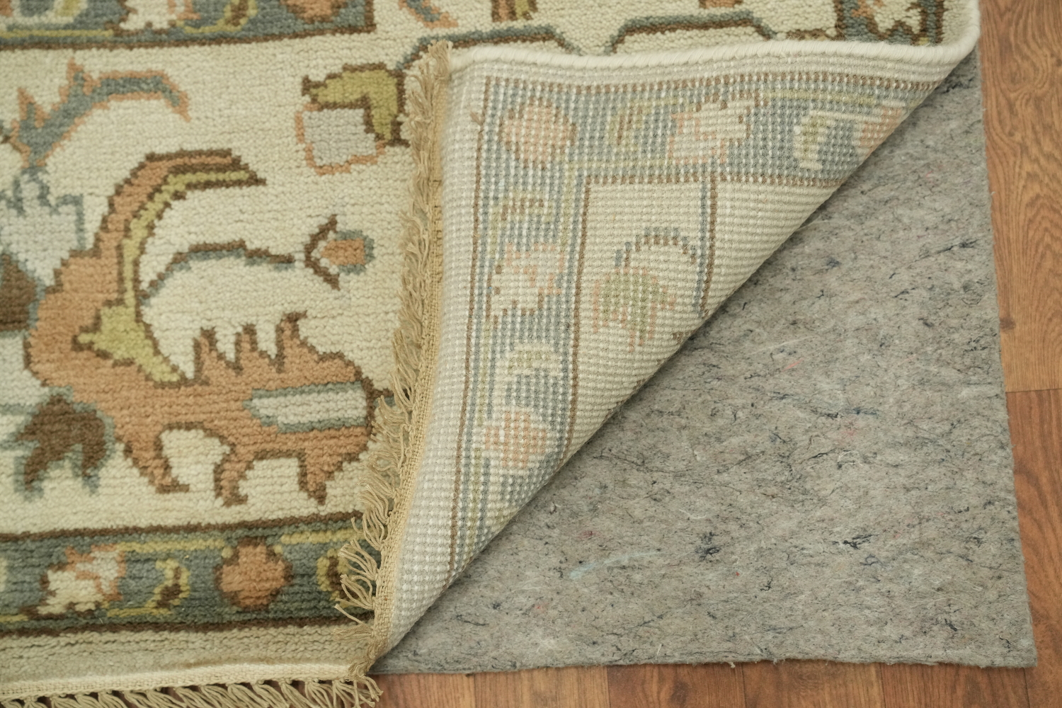 9x12 Luxurious Oushak Oriental Beige and Light Blue Rug with Classic Motifs
