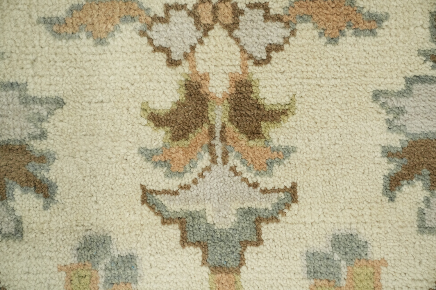 9x12 Luxurious Oushak Oriental Beige and Light Blue Rug with Classic Motifs