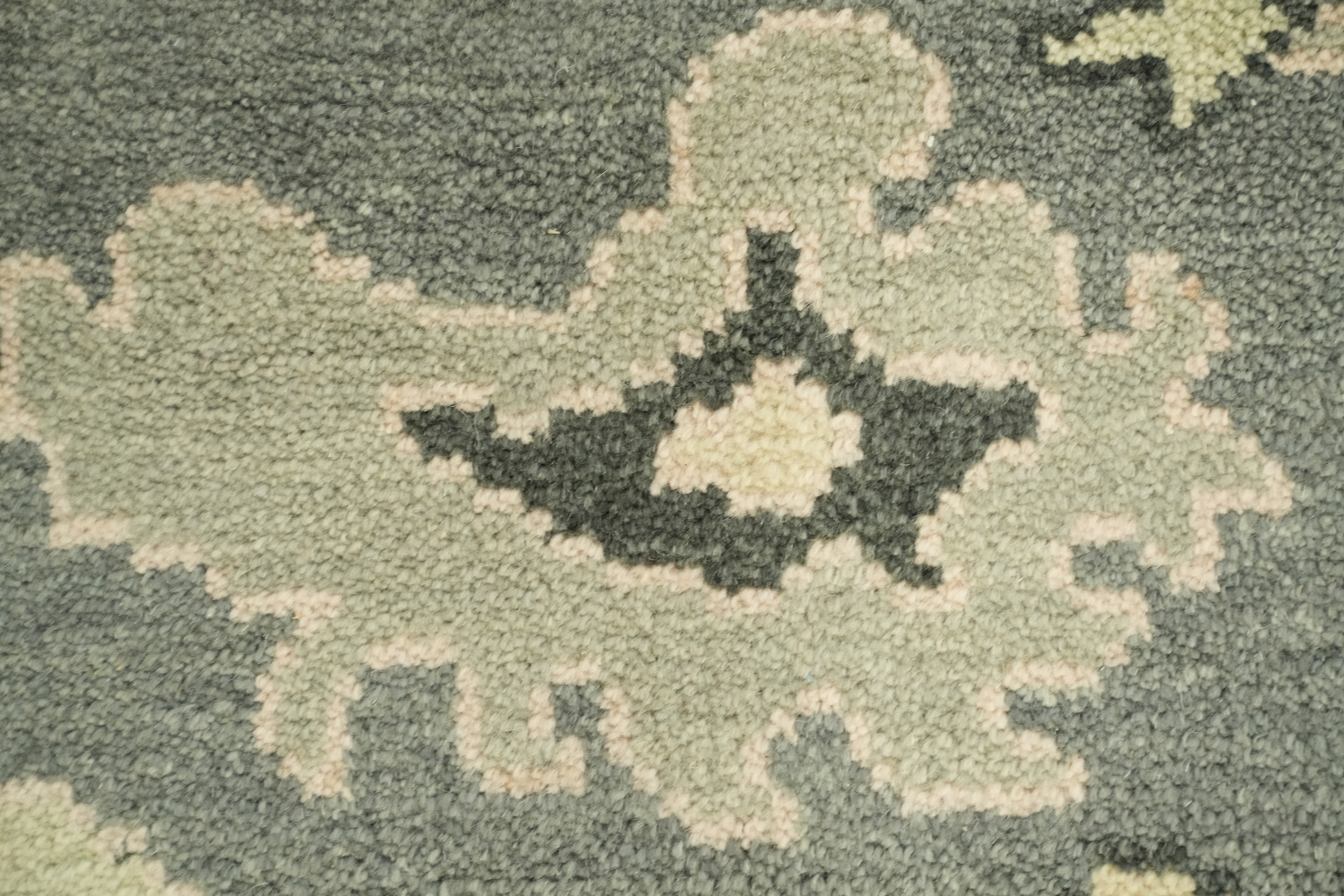 Elegant Blue and Beige Oushak Hand-Knotted Wool Living Room Rug 9'x12'