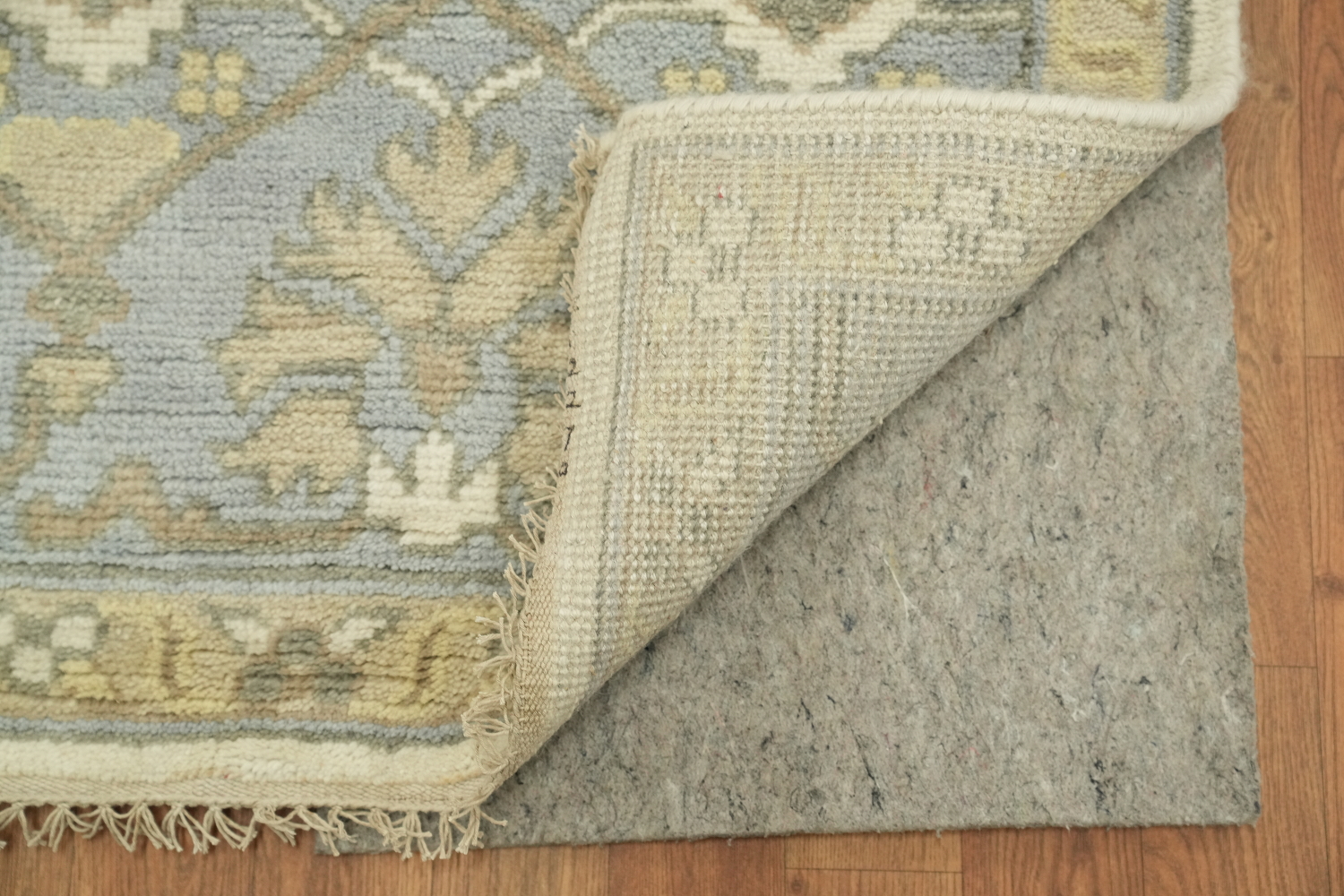 9x12 Hand-Knotted 100% Wool Area Rug - Beige & Light Blue Geometric Oushak