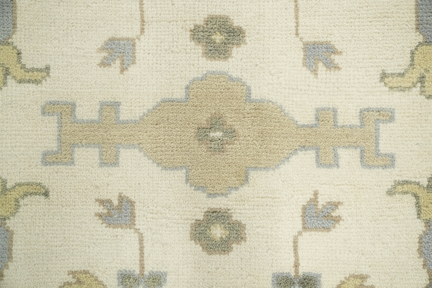 9x12 Hand-Knotted 100% Wool Area Rug - Beige & Light Blue Geometric Oushak