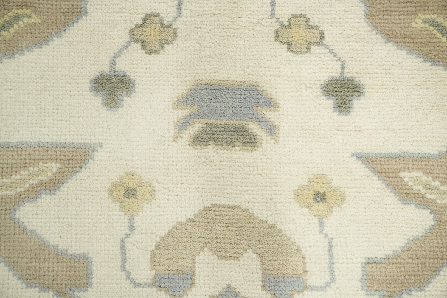 9x12 Hand-Knotted 100% Wool Area Rug - Beige & Light Blue Geometric Oushak
