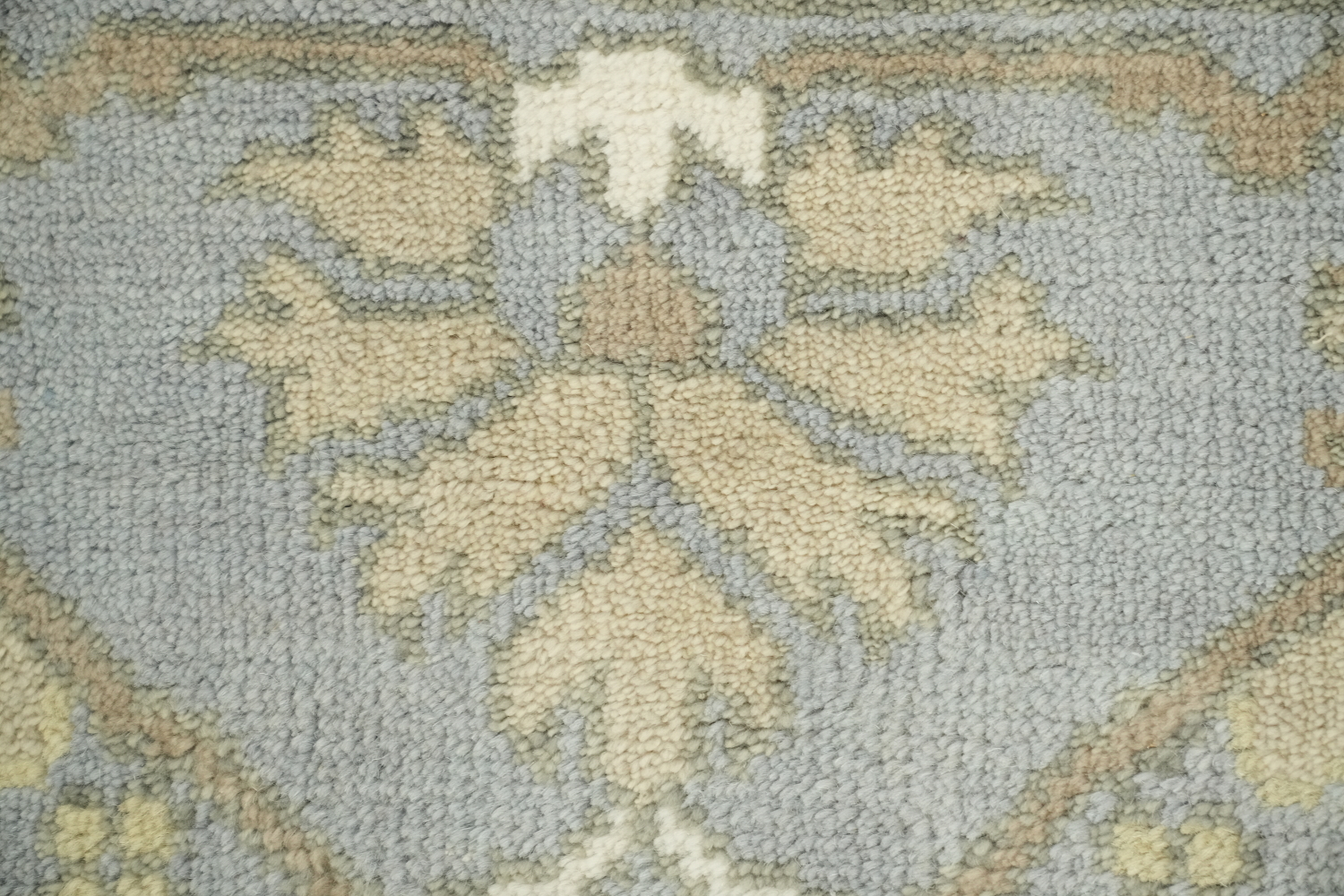 9x12 Hand-Knotted 100% Wool Area Rug - Beige & Light Blue Geometric Oushak