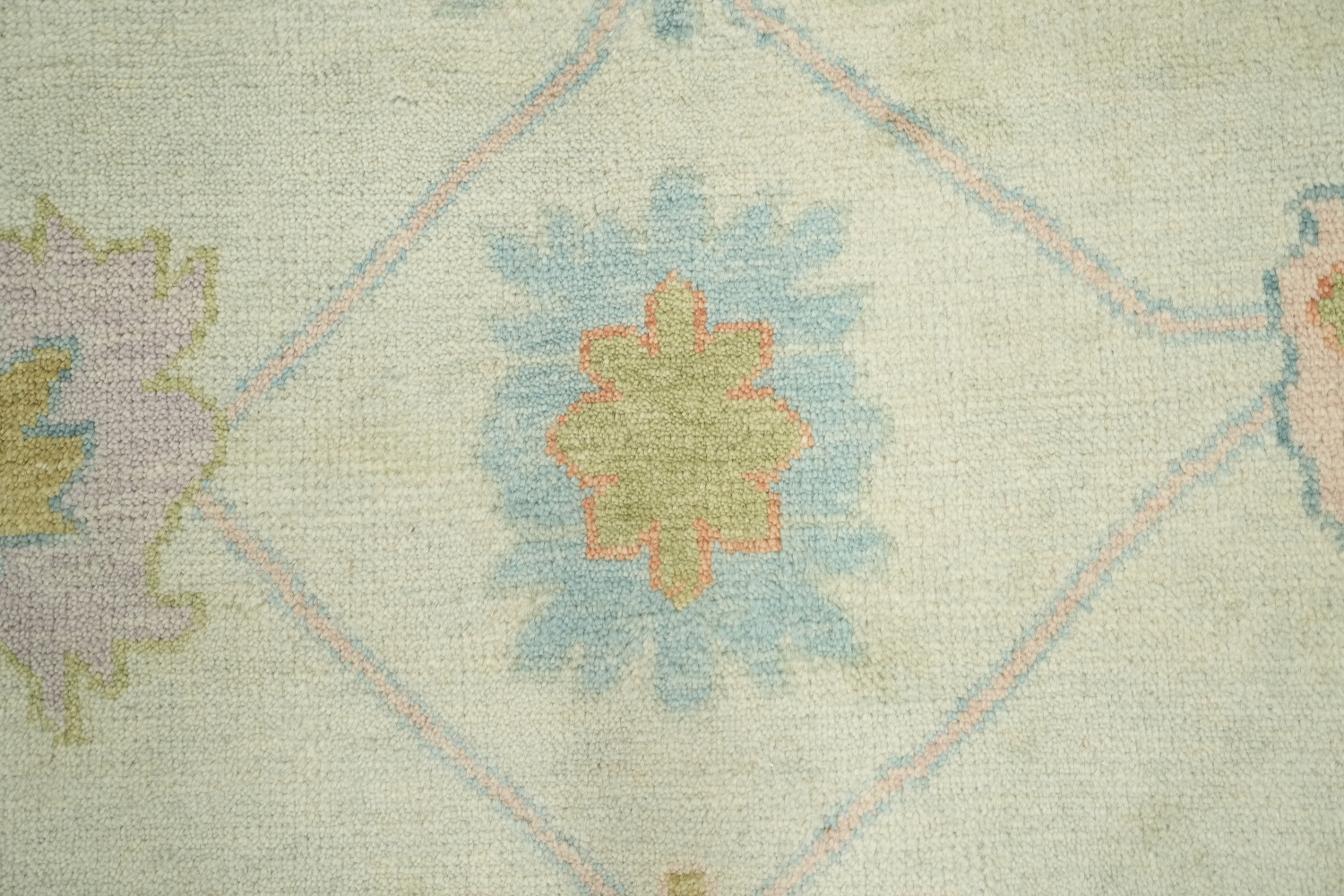 All-Over Floral 9'x12' Oushak Hand-Knotted Pastel Oriental Area Rug
