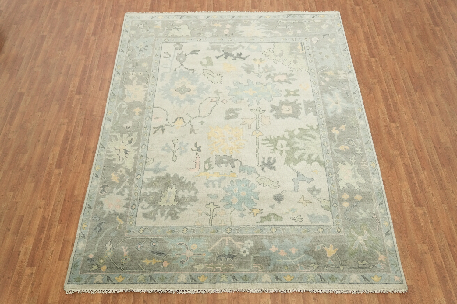 Grey Green Traditional Oushak Hand Made Area Rug 9x12