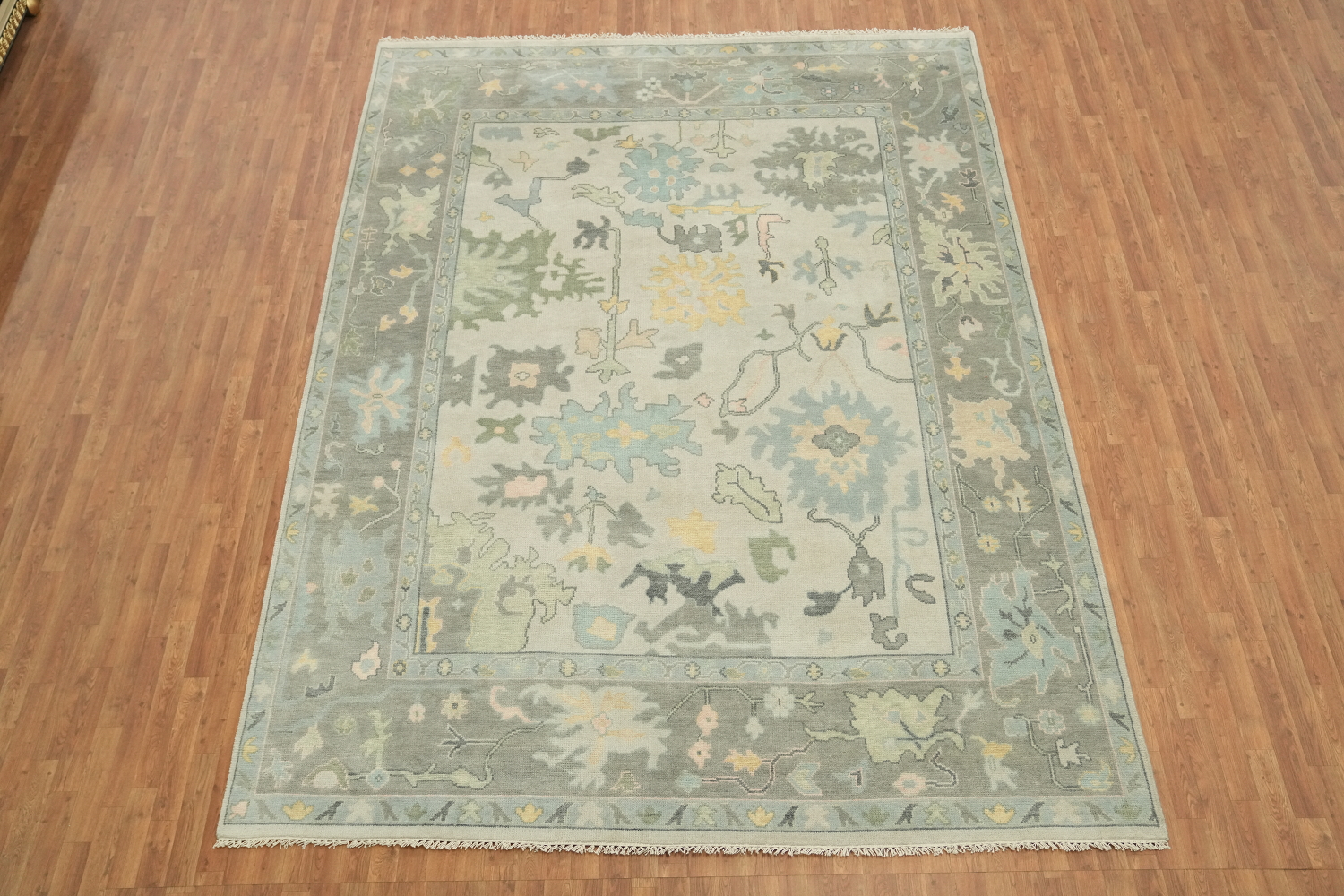 Grey Green Traditional Oushak Hand Made Area Rug 9x12