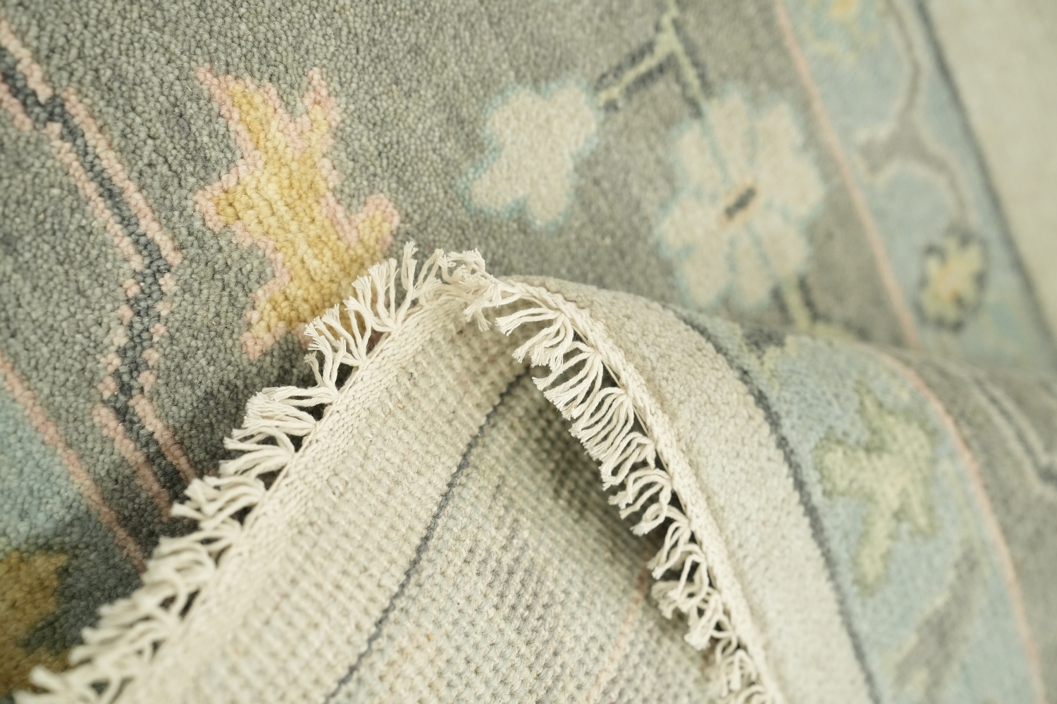 Grey Green Traditional Oushak Hand Made Area Rug 9x12