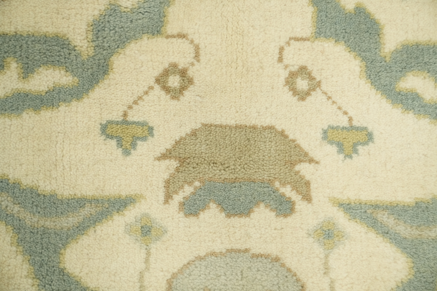 6'x10' Blue and Ivory Patterned Oushak Rug for Cozy Ambience
