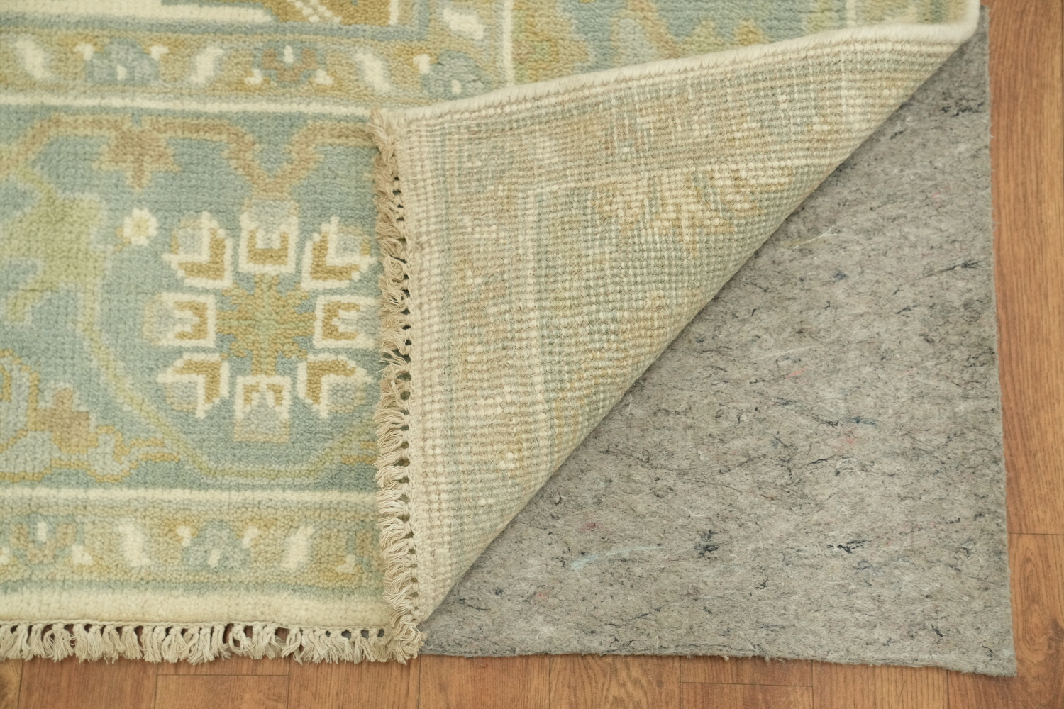 6'x10' Blue and Ivory Patterned Oushak Rug for Cozy Ambience