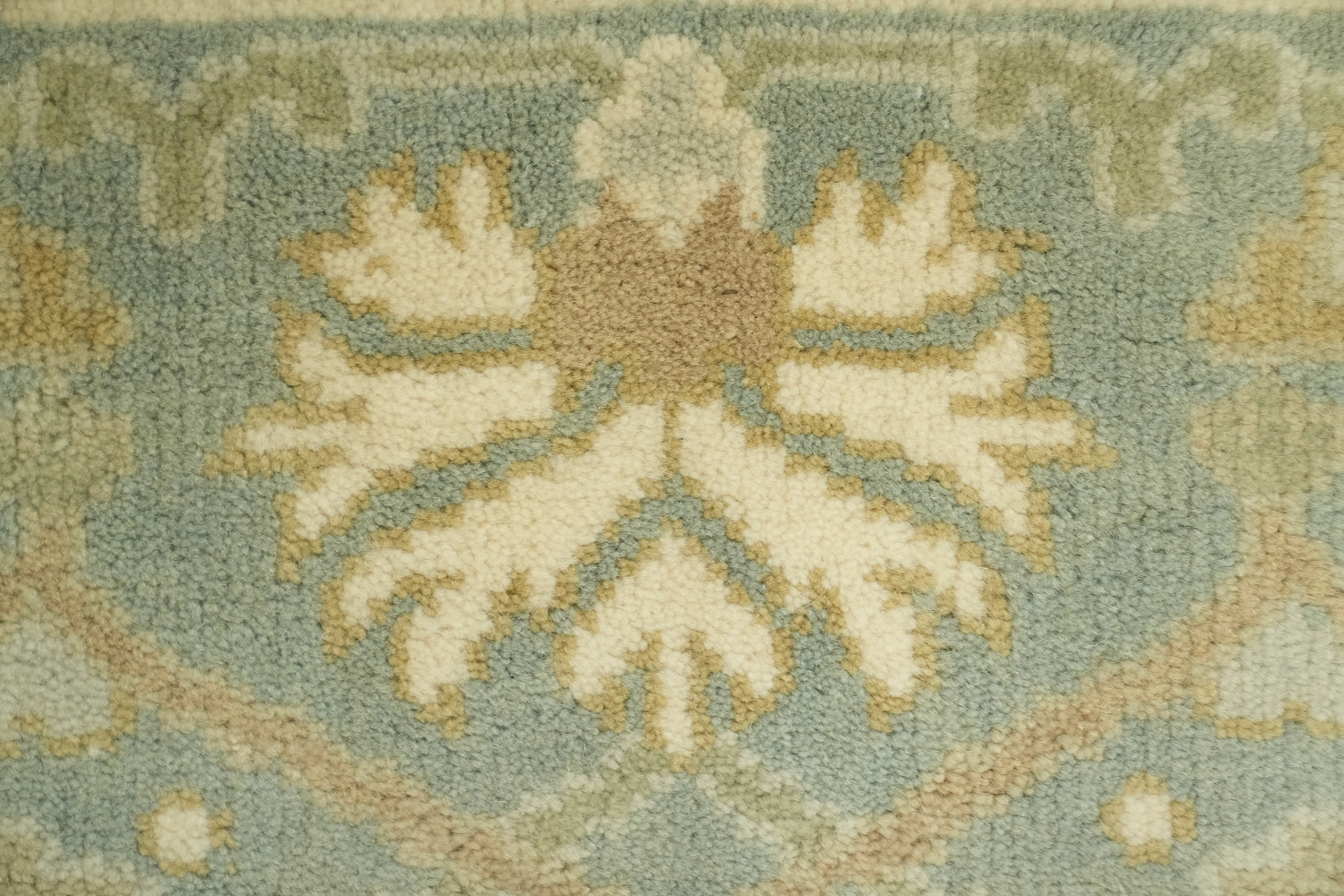 6'x10' Blue and Ivory Patterned Oushak Rug for Cozy Ambience
