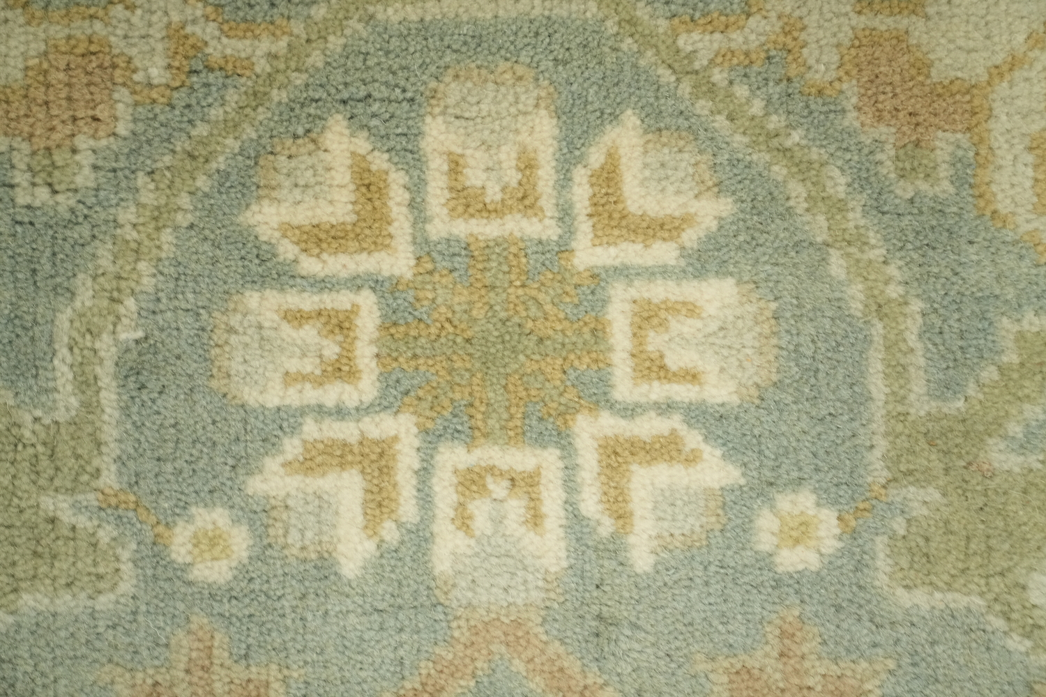 6'x10' Blue and Ivory Patterned Oushak Rug for Cozy Ambience