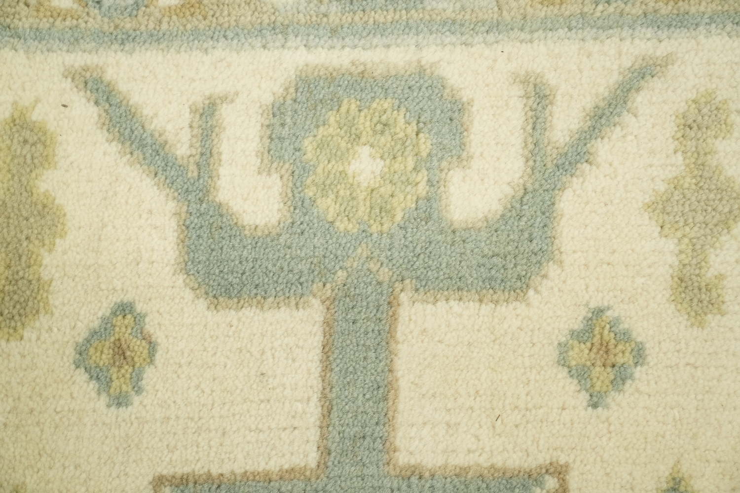 6'x10' Blue and Ivory Patterned Oushak Rug for Cozy Ambience