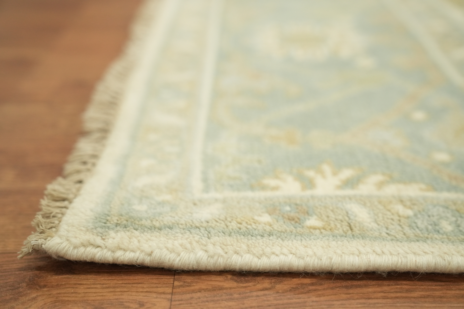 6'x10' Blue and Ivory Patterned Oushak Rug for Cozy Ambience