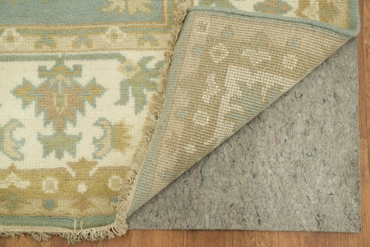 Light Blue and Ivory Traditional Oushak Area Rug 6x9 ft
