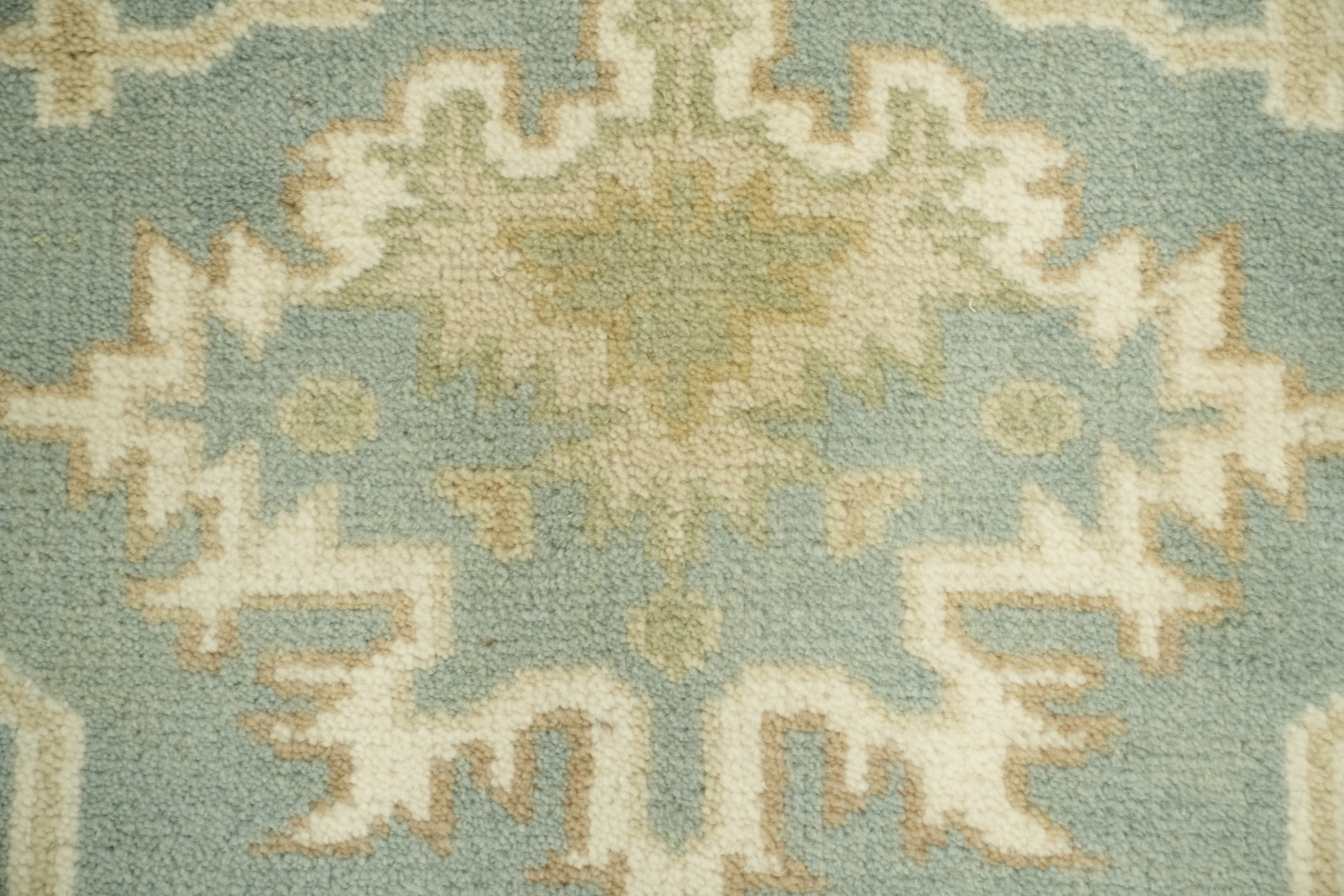 Light Blue and Ivory Traditional Oushak Area Rug 6x9 ft