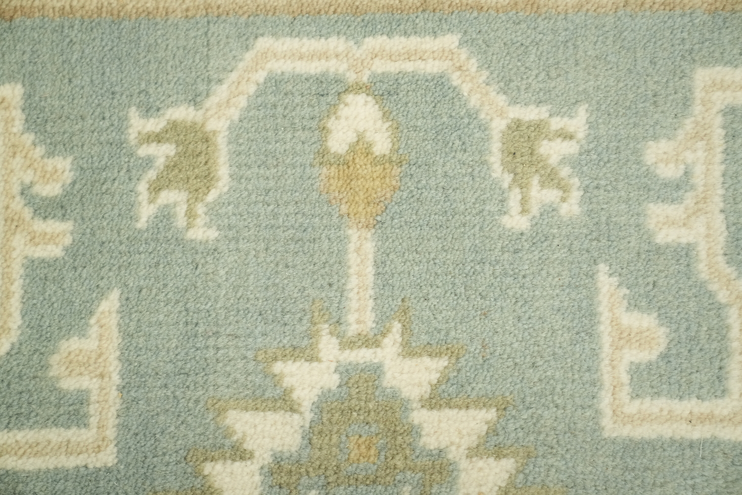 Light Blue and Ivory Traditional Oushak Area Rug 6x9 ft