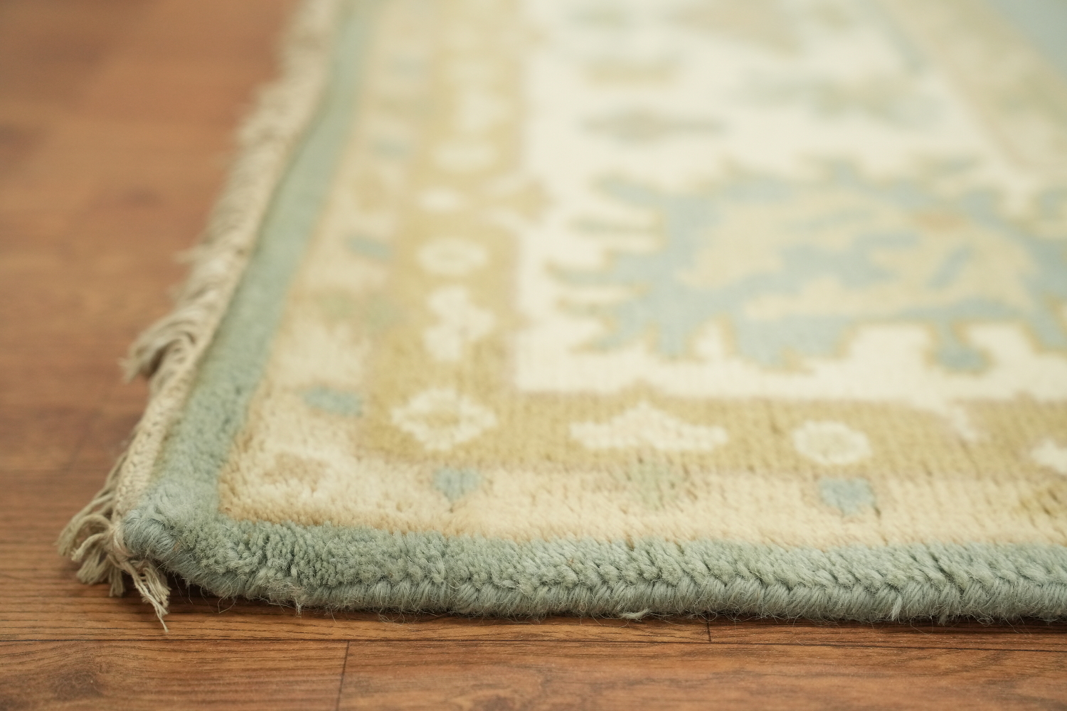 Light Blue and Ivory Traditional Oushak Area Rug 6x9 ft