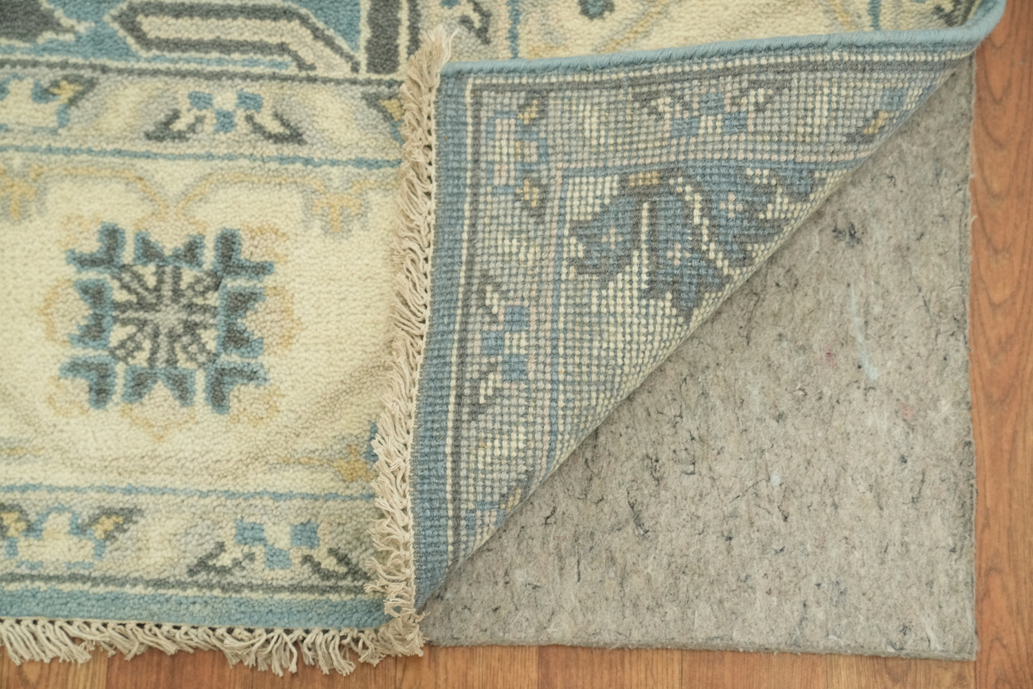 6'x9' Antique-Inspired Sky Blue Oushak Oriental Area Rug in Muted Tones