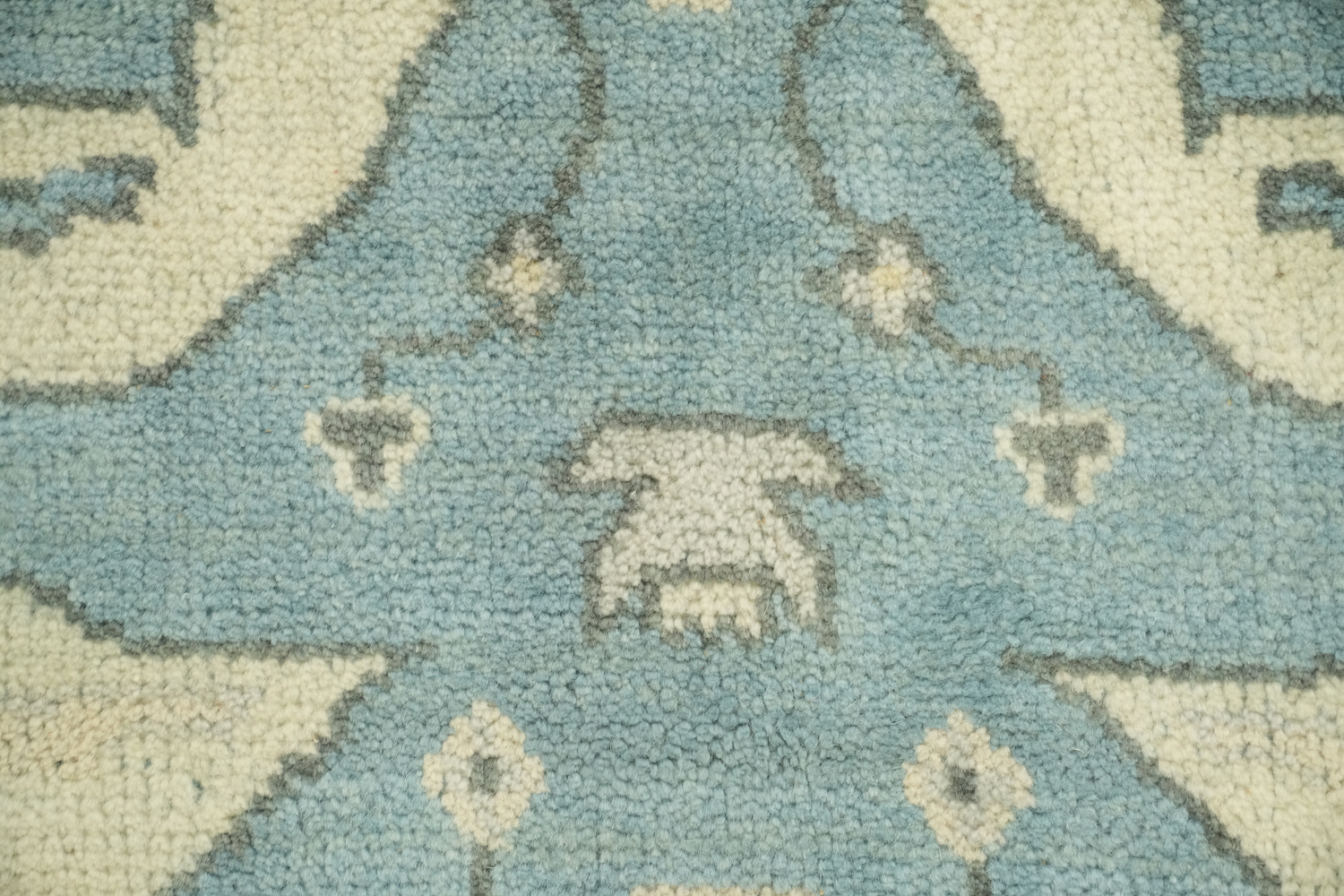 6'x9' Antique-Inspired Sky Blue Oushak Oriental Area Rug in Muted Tones