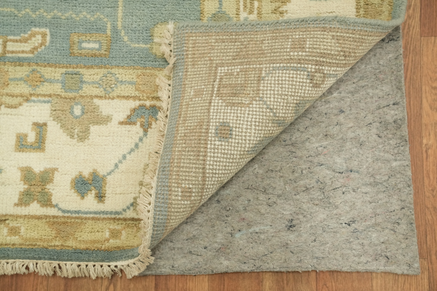Light Blue and Ivory Traditional Oushak Hand Made Area Rug 6x9