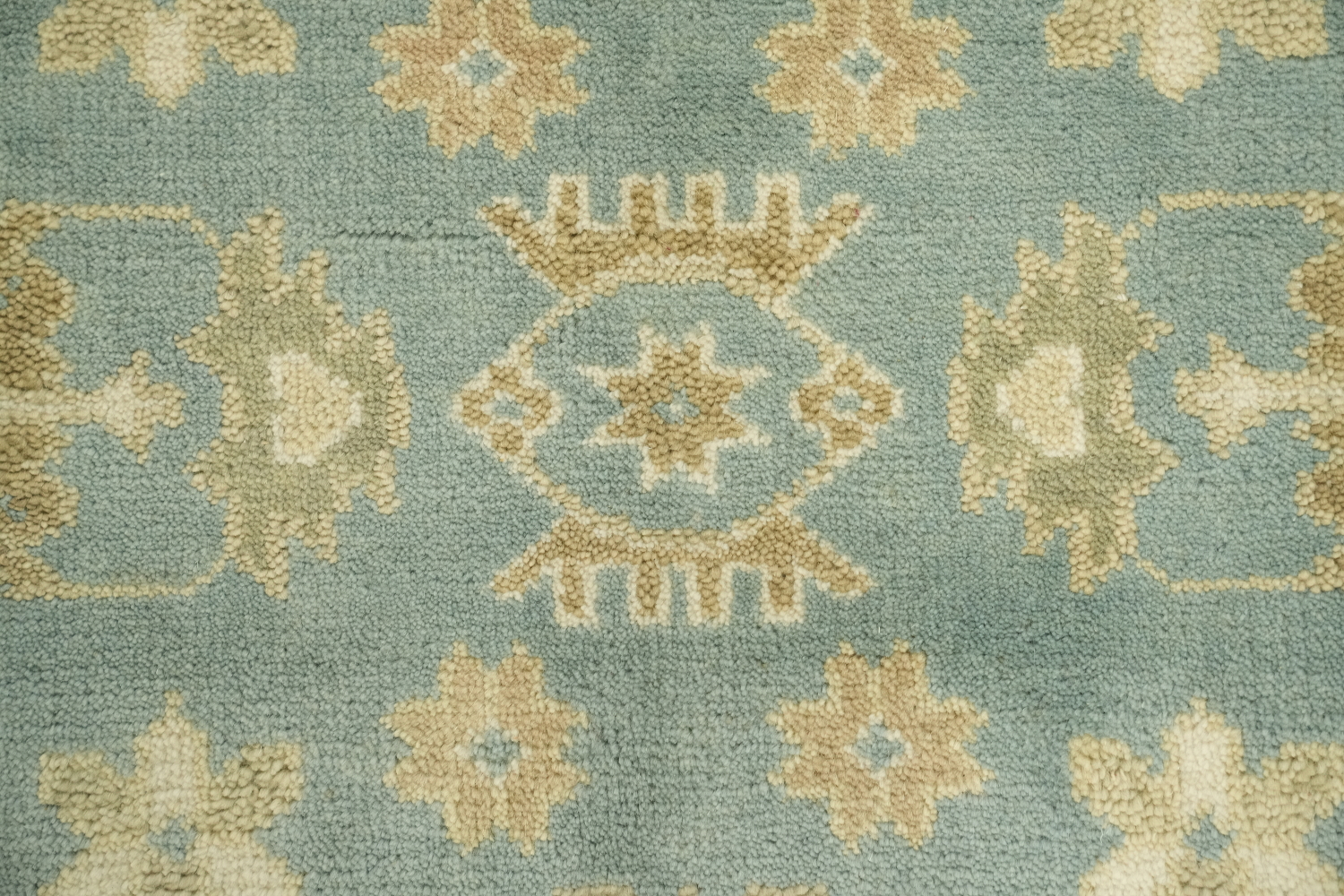 Light Blue and Ivory Traditional Oushak Hand Made Area Rug 6x9