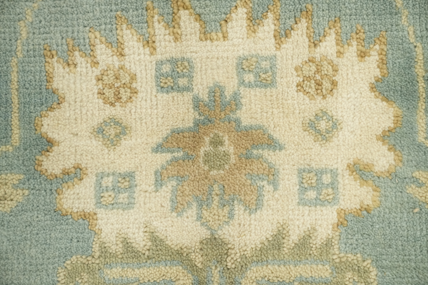 Light Blue and Ivory Traditional Oushak Hand Made Area Rug 6x9
